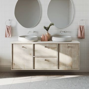 Cierra 1800 Double Bowl Wall Hung Vanity by Fienza - view 2