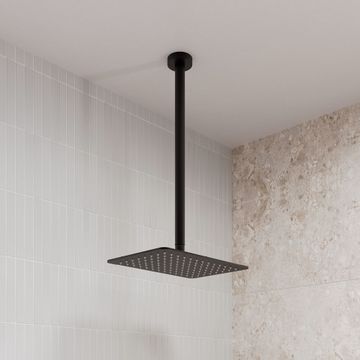 Koko Rectangular Shower Head, Matte Black by Fienza - view 2