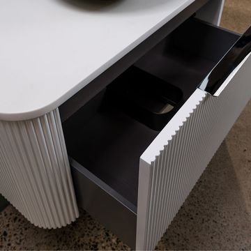 Minka Curved Satin White 750 Wall Hung Cabinet by Fienza - view 3