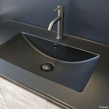 Dolce Matte Black Fingerpull Gloss White 750 Vanity On Kickboard by Fienza - view 3