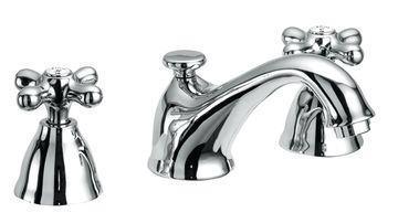 Alison 33 Three-hole wash basin mixer, 95 mm high, center distance 130 mm long, with pop-up drain and pull-rod by Fir Italia