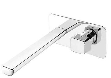 Daily Cube 45 External part for wall-mounted built-in basin mixer with plate, 255 mm long, center distance 235 mm long by Fir Italia