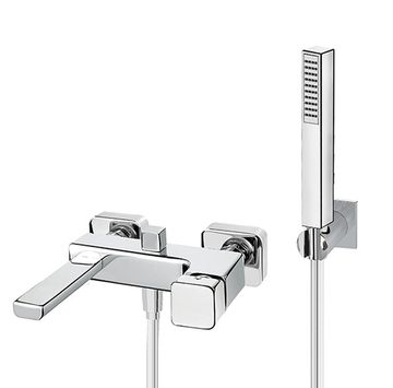 Daily Cube 45 Wall-mounted bath mixer with diverter and shower set by Fir Italia