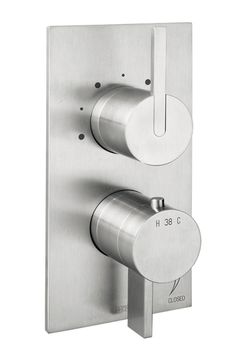 PlaySteel 58 External part for wall-mounted built-in thermostatic shower mixer with stop valve and four-way diverter by Fir Italia