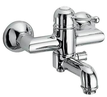 Melrose 70 Wall-mounted bath mixer with diverter and flex hose connection by Fir Italia