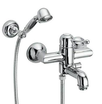 Melrose 70 Wall-mounted bath mixer with diverter and shower set by Fir Italia