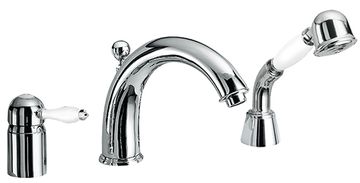 Melrose 71 Three-hole deck-mounted bath mixer with diverter and shower set by Fir Italia