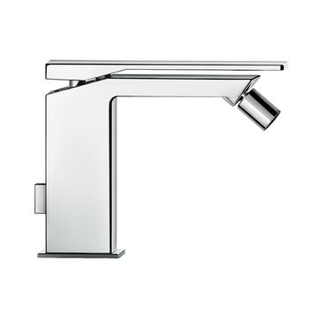 Playone 90 Bidet mixer, 130 mm high, center distance 113 mm long, with pop-up drain and pull-rod by Fir Italia