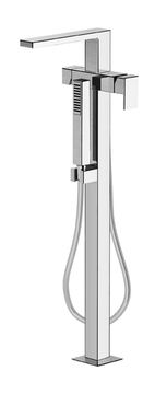 Playone 90 External part for floor-mounted bath mixer, with mixer for spout and mixer for anti-limescale hand shower by Fir Italia