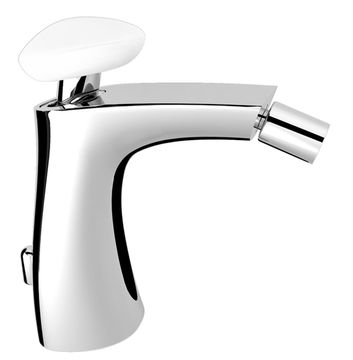 Synergy Stone 95 Bidet mixer, 155 mm high, center distance 110 mm long, with pop-up drain and pull-rod by Fir Italia