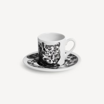 Coffee cup High Fidelity Fiorato black/white by Fornasetti