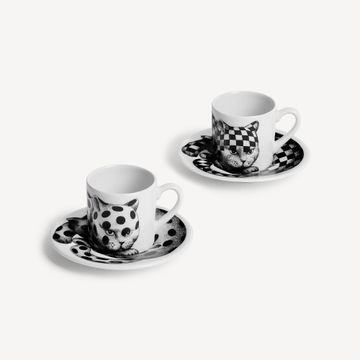 Set 2 Coffee cups High Fidelity black/white by Fornasetti