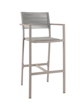 Aruba bar chair alu linnen teak arm by Gescova