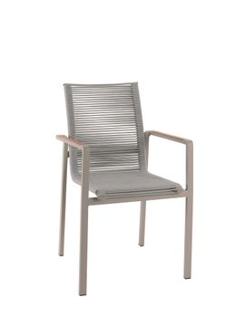 Aruba stacking chair alu linnen rope beige teak ar by Gescova