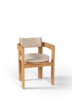 Maria dining chair teak + back and seat cushion palido ecru by Gescova