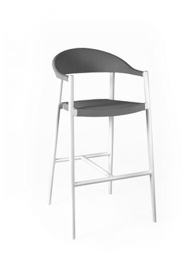 Matteo bar chair alu white textylene light grey by Gescova