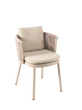 Mendoza dining chair alu sand rope beige + cushion woolacombe beige by Gescova
