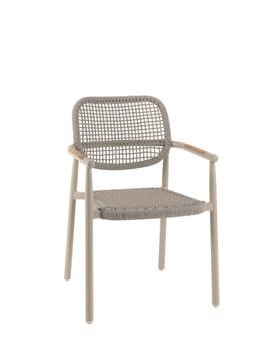 Midleton stacking chair alu sand rope beige teak a by Gescova