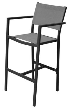 Poniente bar chair alu charcoal textylene silver g by Gescova