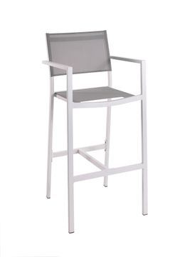 Poniente bar chair alu white textylene grey by Gescova