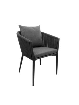 Uno dining chair alu charcoal olefin rope + cush by Gescova