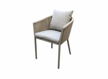 Uno dining chair alu linnen rope and cush beige by Gescova