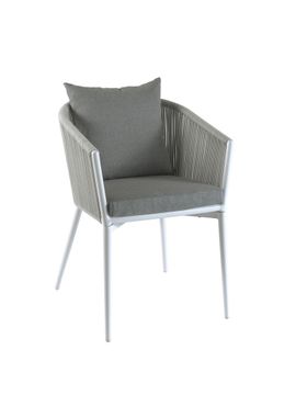 Uno dining chair alu white rope grey light by Gescova