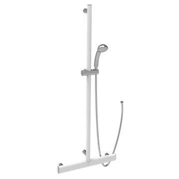 Saliscendi Doccia di sostegno a T,  Doccia e Flex Serie Shade cm. 50X120 Bianco Opaco/Cromo by Goman