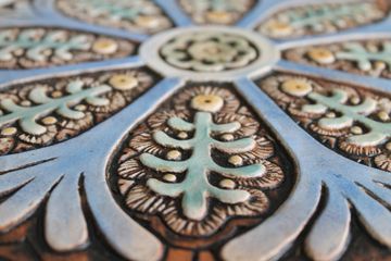 Ceramic wall art circles Suzani #3 Matt blue SET3 by G Vega - view 3