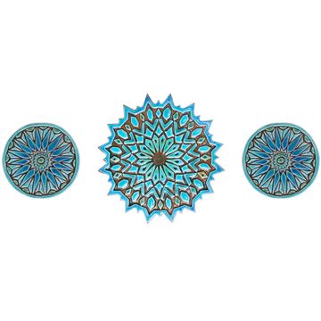 Ceramic wall art SET3 Turquoise circles Moroccan #2 by G Vega