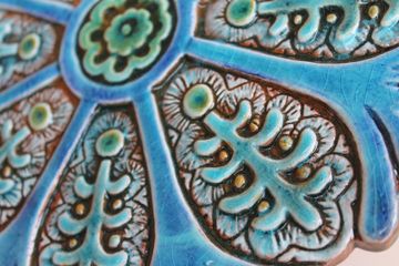 Ceramic wall art SET3 Turquoise circles Suzani #3 by G Vega - view 3