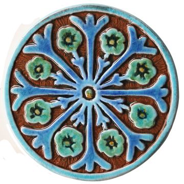 Ceramic wall art SET3 Turquoise circles Suzani #3 by G Vega - view 4