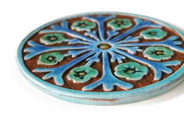 Ceramic wall art SET3 Turquoise circles Suzani #3 by G Vega - view 5