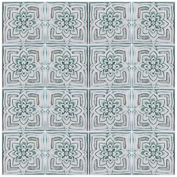 Handmade tile aqua white mandala #3 [15cm/5.9"] by G Vega - view 5