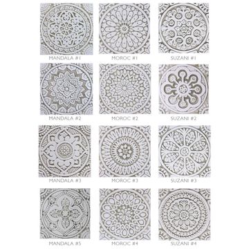 Handmade tile beige white mandala #1 [20cm/7.8"] by G Vega - view 4