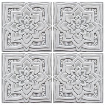 Handmade tile grey mandala #3 [15cm/5.9"] by G Vega - view 2