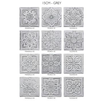 Handmade tile grey mandala #3 [15cm/5.9"] by G Vega - view 4