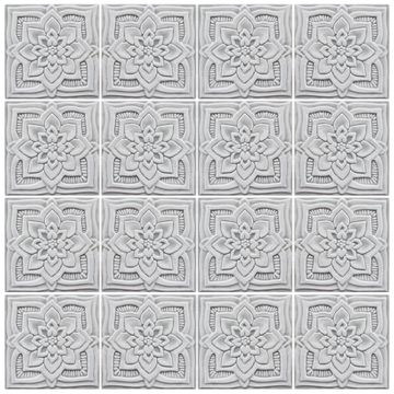 Handmade tile grey mandala #3 [15cm/5.9"] by G Vega - view 5
