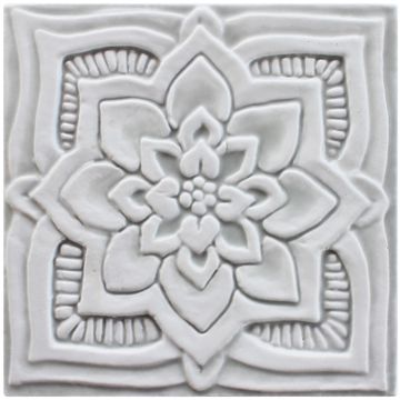 Handmade tile grey mandala #3 [15cm/5.9"] by G Vega