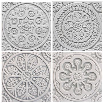 Handmade tile grey suzani #1 [20cm/7.8"] by G Vega - view 2