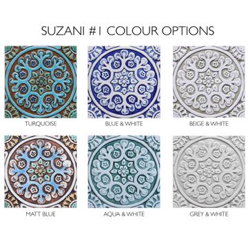 Handmade tile grey suzani #1 [20cm/7.8"] by G Vega - view 3