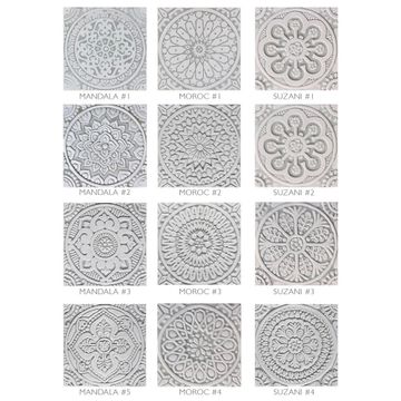 Handmade tile grey suzani #1 [20cm/7.8"] by G Vega - view 4