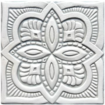 Handmade tile grey white Spanish #2 [15cm/5.9"] by G Vega