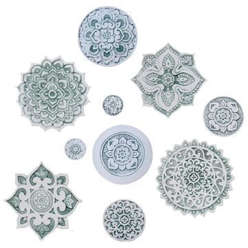 Mandala ceramic wall art #2/R - Aqua [28cm/11"] by G Vega - view 4