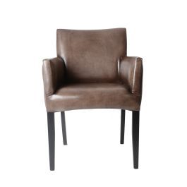 Cuba Armchair Vintage Grey Leather Black Legs by Heal's