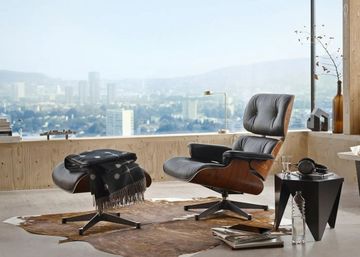 Eames Lounge Chair & Ottoman Santos Palisander & Black Leather in New Dimensions by Heal's - view 3