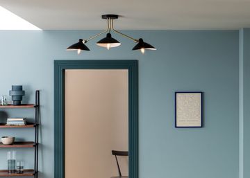 Milton 3 Arm Semi Flush Ceiling Light Black by Heal's - view 3