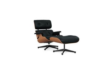 Vitra Eames Lounge Chair & Ottoman Classic Dims A. Cherry Polished with Black Leather Premium Nero by Heal's - view 2