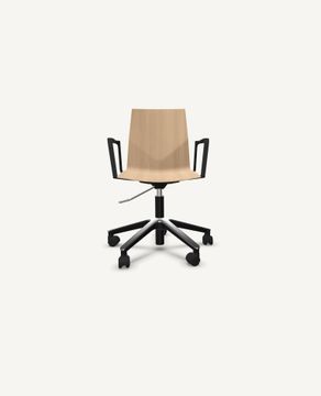 FourCast®2 Wheeler Chair, Bentwood Shell, Swivel Base - with Arms by Hightower