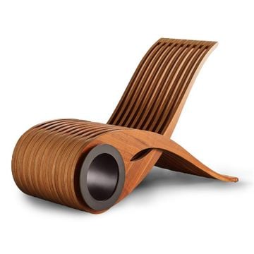 EXOCET walnut veneer indoor chair | black cylinder by Humble Nature